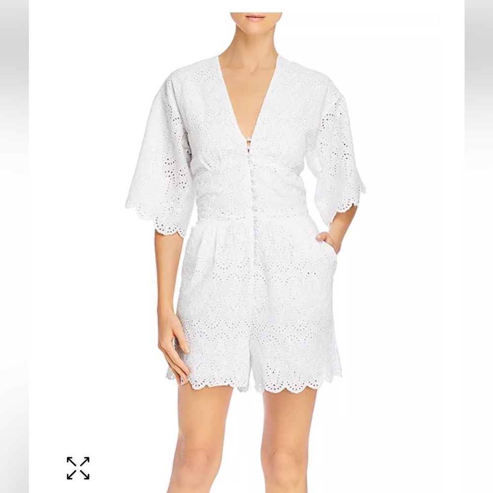 Notes Du Nord Omia Cotton Eyelet Romper White Size 36/ 6 US NWT